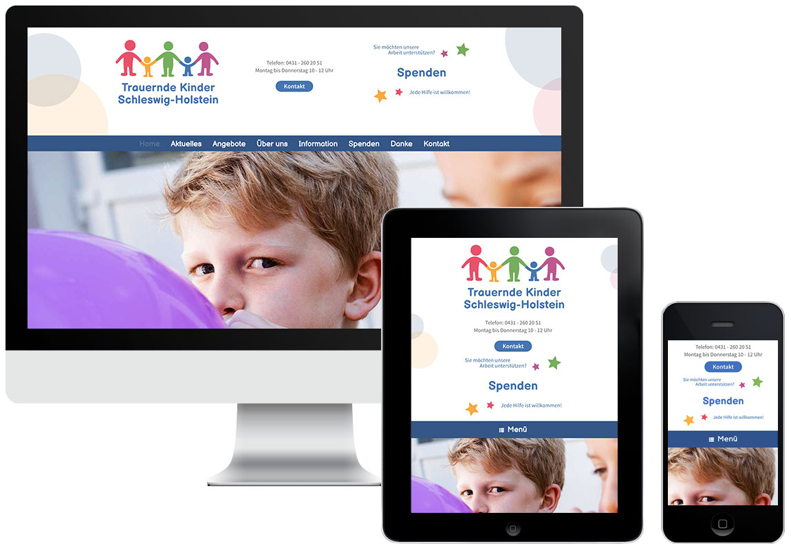 Webseite Trauernde Kinder Schleswig-Holstein e.V. auf Basis von WordPress<br /><br />Zur Webseite...